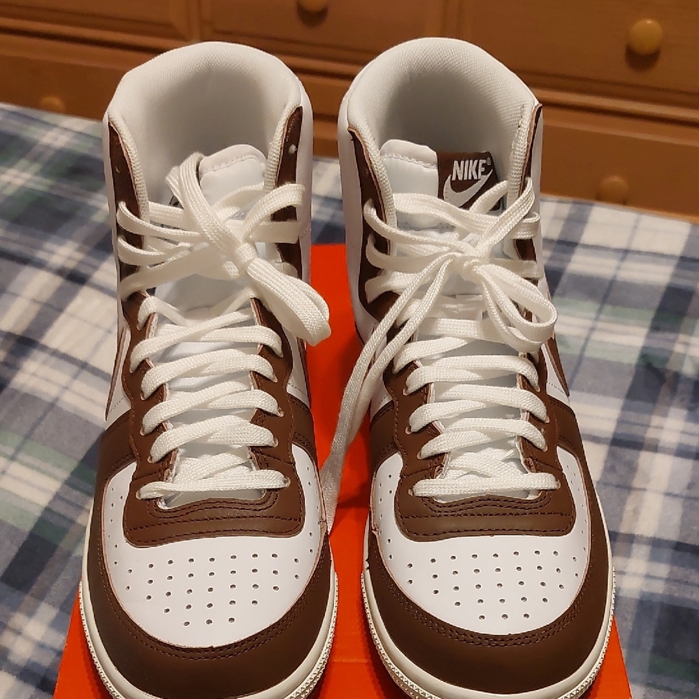 Nike White and Brown Terminator High-Top Sneakers